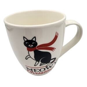 Sleigh Bell Bistro Meowy Christmas Black White Tuxedo Cat Ceramic Coffee Tea Mug